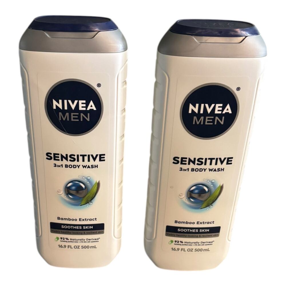 Nivea Men's Sensitive 3-in-1 Body Wash NEW Lot of 2